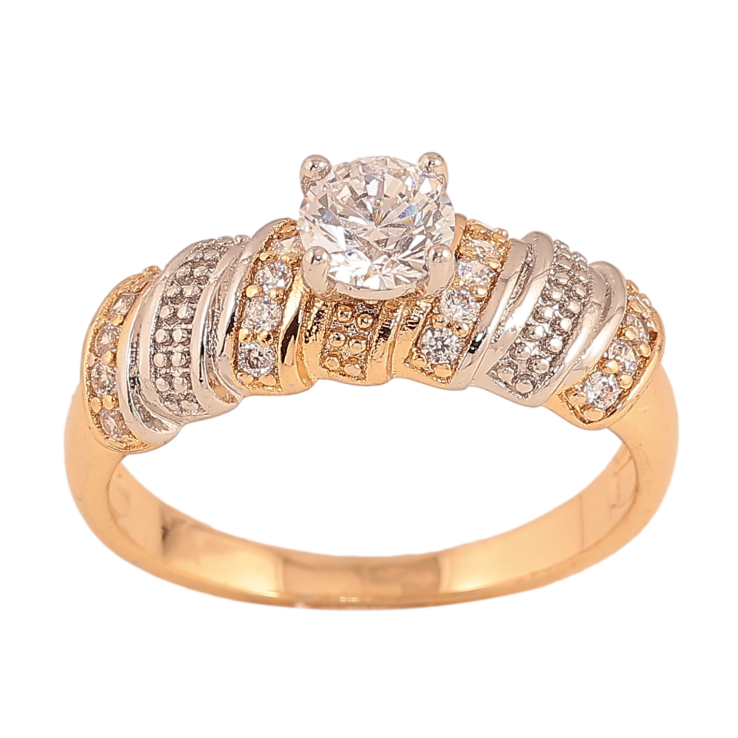 Каблучка Xuping колір Позолота 18K+Родій "Візерунок з кристалами" фото №13