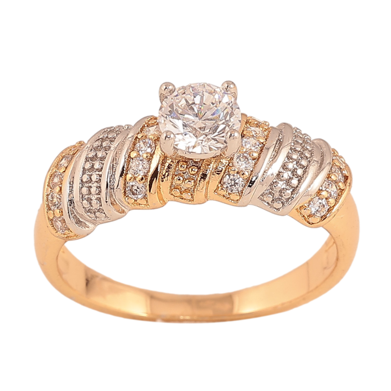 Каблучка Xuping колір Позолота 18K+Родій "Візерунок з кристалами" фото №1 Каблучка Xuping колір Позолота 18K+Родій "Візерунок з кристалами" фото №1