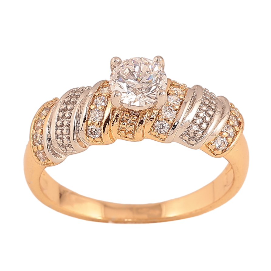 Кольцо Xuping цвет Позолота 18K+Родий "Узор с кристаллами" фото №1 Кольцо Xuping цвет Позолота 18K+Родий "Узор с кристаллами" фото №1