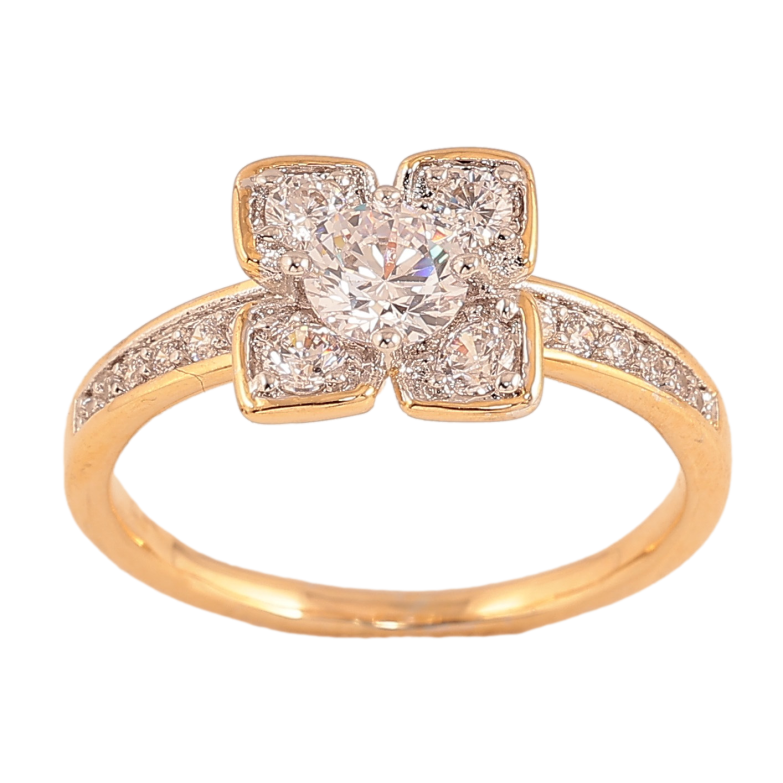 Каблучка Xuping колір Позолота 18K+Родій "Кристальна квітка" фото №12