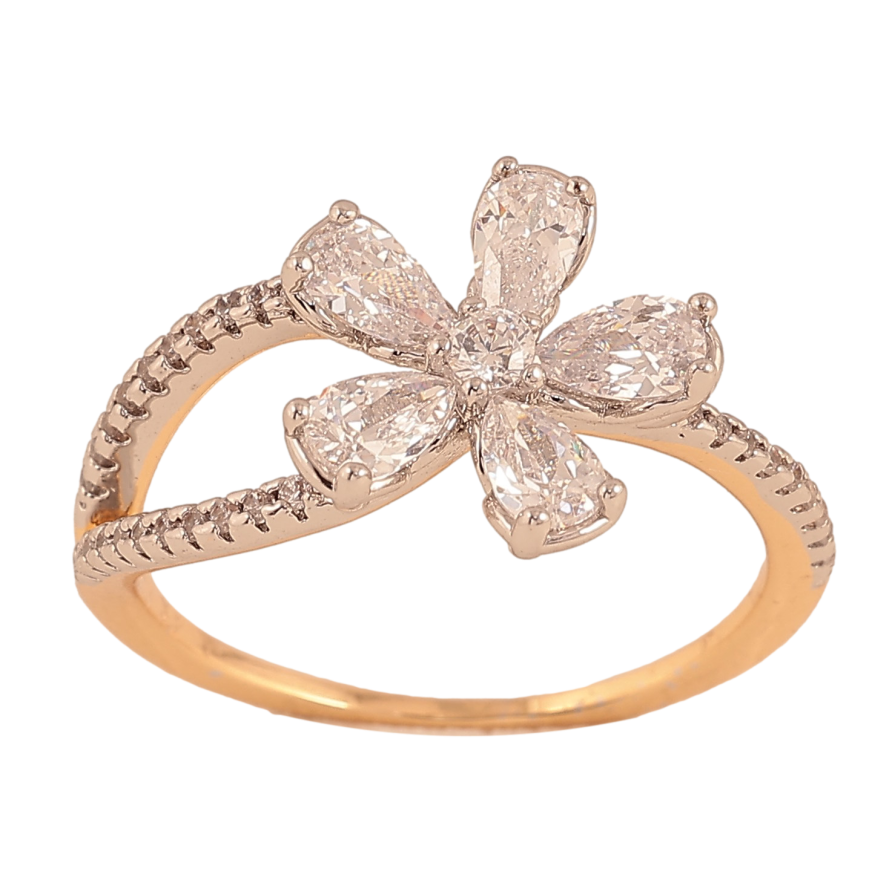 Каблучка Xuping колір Позолота 18K+Родій "Кристальна квітка" фото №1