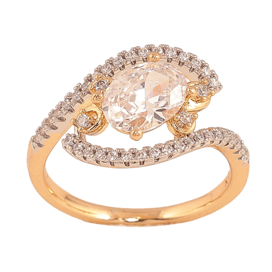 Каблучка Xuping колір Позолота 18K+Родій "Візерунок з кристалами" фото №1