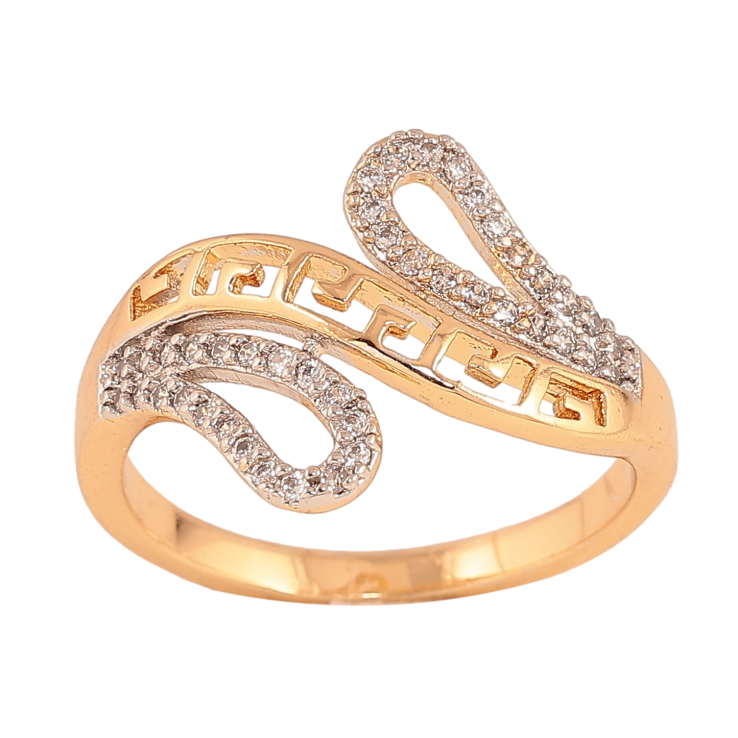 Каблучка Xuping колір Позолота 18K+Родій "Візерунок з кристалами" фото №10