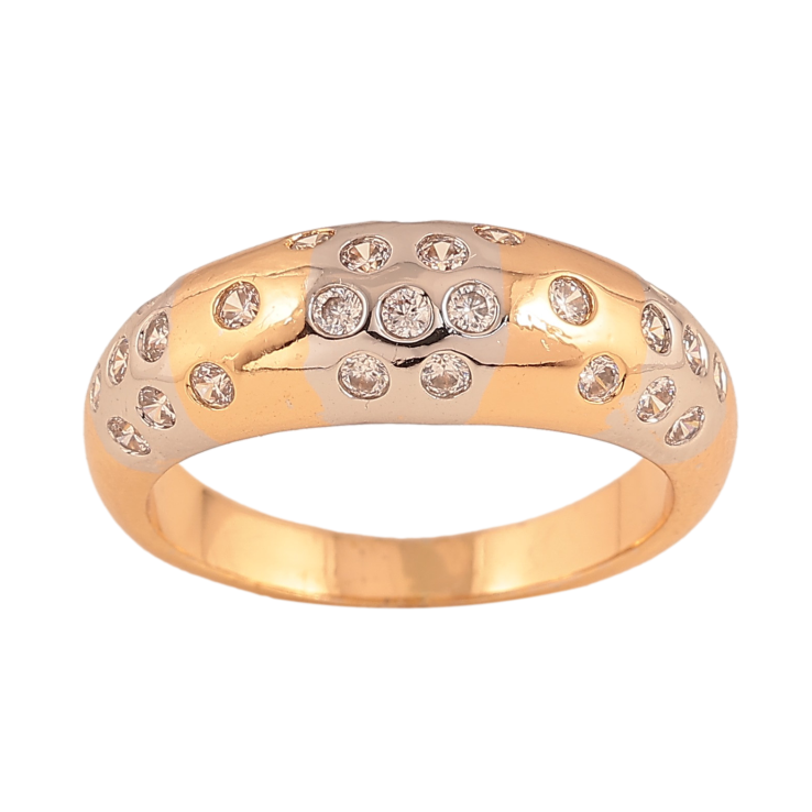 Каблучка Xuping колір Позолота 18K+Родій "Візерунок з кристалами" фото №9