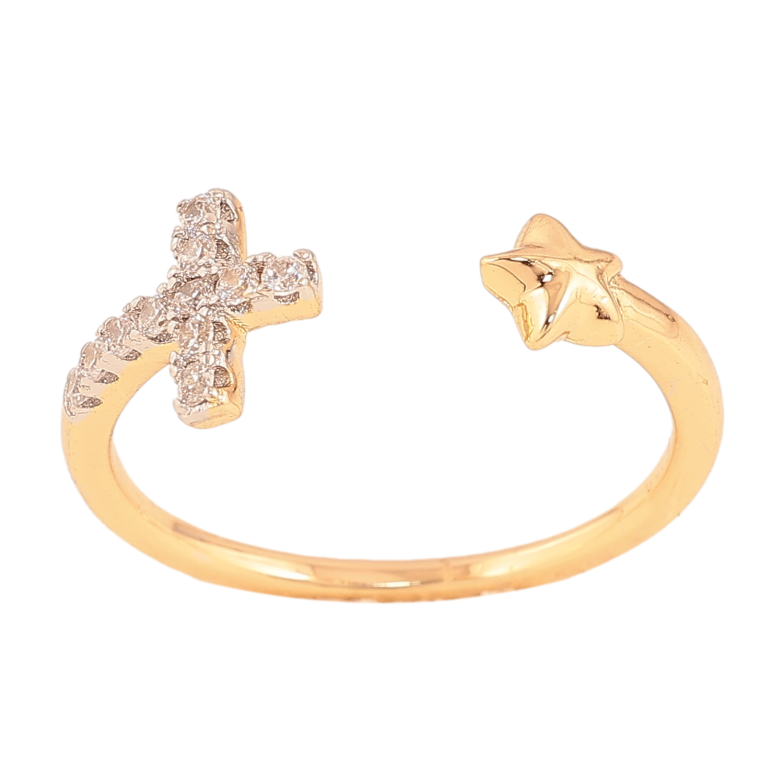 Кольцо Xuping цвет Позолота 18K+Родий "Звезда с крестиком" фото №2 Кольцо Xuping цвет Позолота 18K+Родий "Звезда с крестиком" фото №2