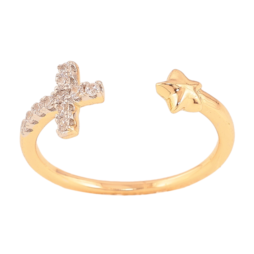 Кольцо Xuping цвет Позолота 18K+Родий "Звезда с крестиком" фото №1 Кольцо Xuping цвет Позолота 18K+Родий "Звезда с крестиком" фото №1
