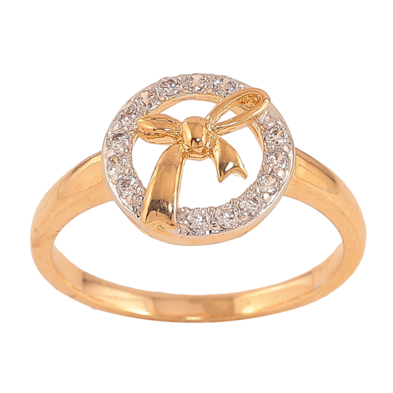Кільце Xuping колір Позолота 18К+Родій "Бант у кристальному колечку" фото №5