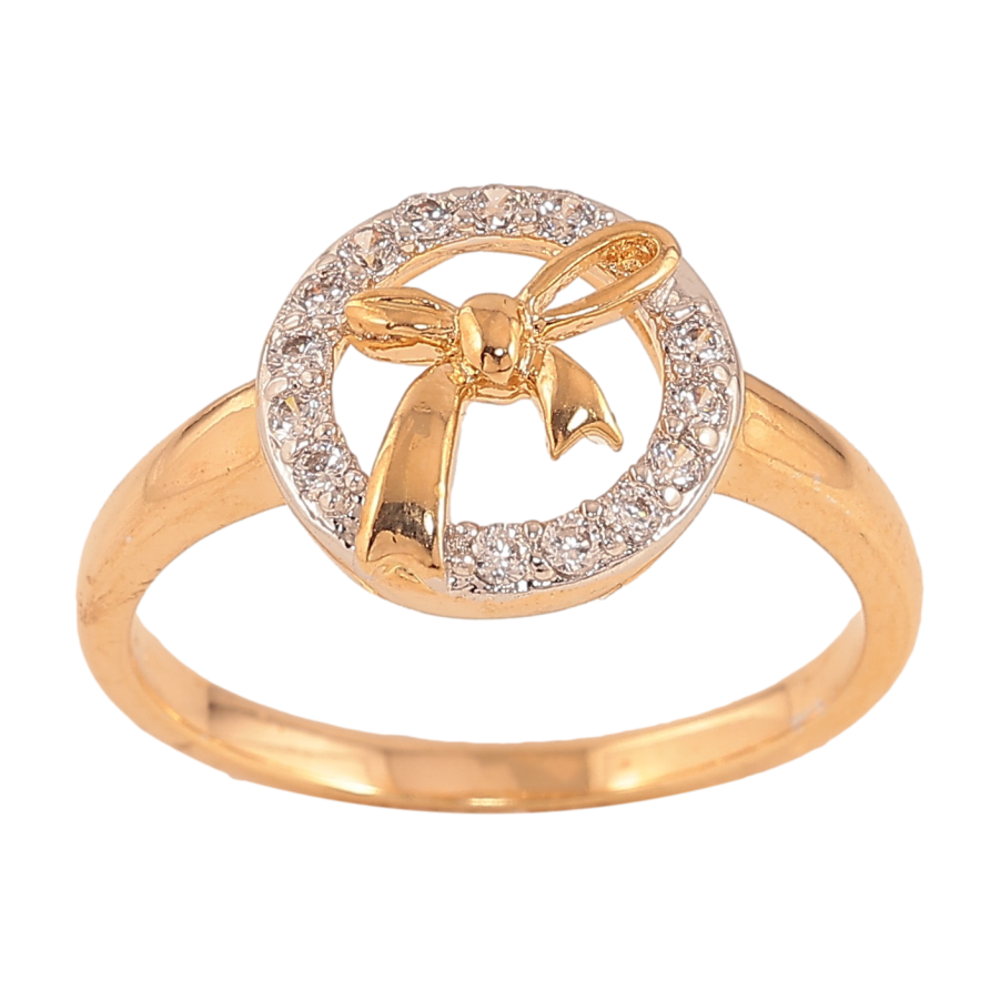 Кільце Xuping колір Позолота 18К+Родій "Бант у кристальному колечку" фото №1