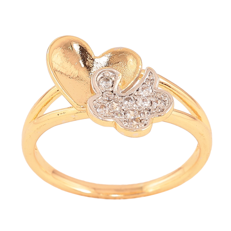 Каблучка Xuping колір Позолота 18К+Родій "Сердечко з квіточкою" фото №6