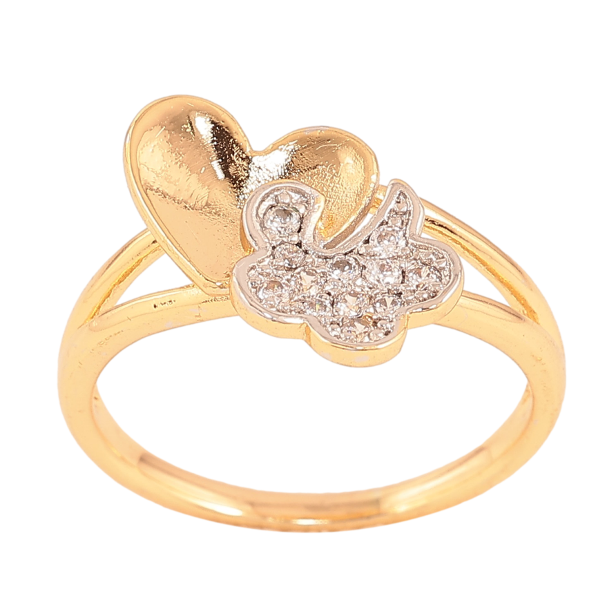 Каблучка Xuping колір Позолота 18К+Родій "Сердечко з квіточкою" фото №1