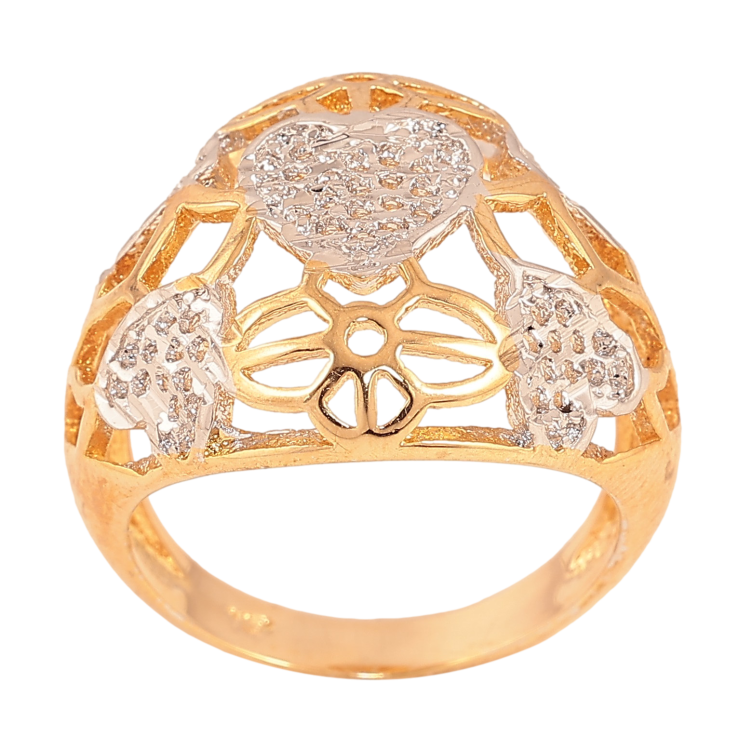 Каблучка Xuping колір Позолота 18К+Родій "Візерунок з кристалами" фото №5