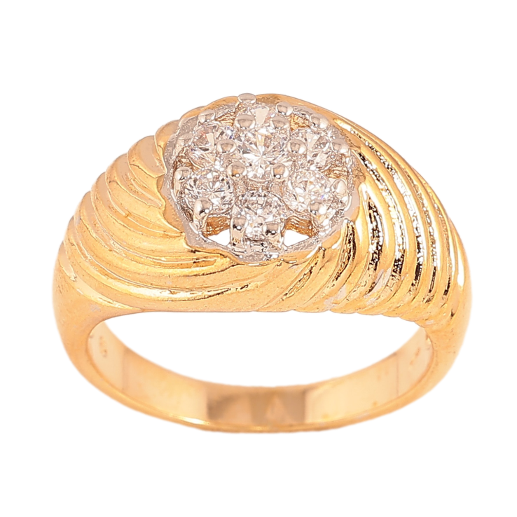 Каблучка Xuping колір Позолота 18К+Родій "Візерунок з кристалами" фото №4