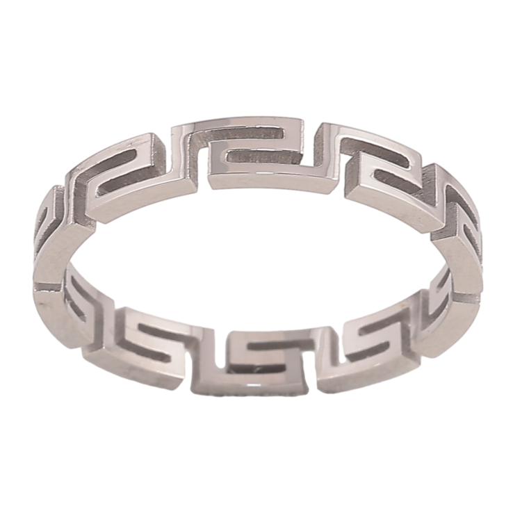 Каблучка Xuping TTM Stainless Steel колір Родій "Меандрова лінія" шир. 3мм фото №16 Каблучка Xuping TTM Stainless Steel колір Родій "Меандрова лінія" шир. 3мм фото №16