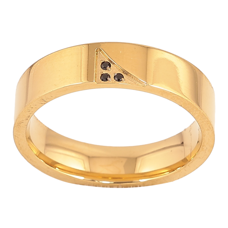 Каблучка Xuping TTM Stainless Steel колір 14К "Візерунок з чорними кристалами" шир. 5мм фото №1