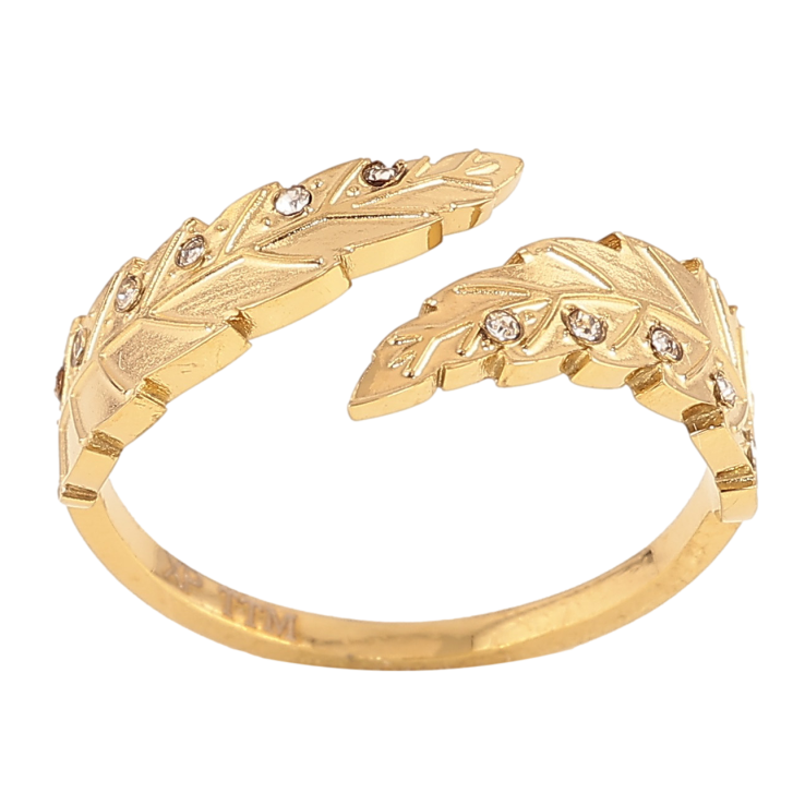 Каблучка Xuping TTM Stainless Steel колір 14К "Листочки з кристалами" фото №15