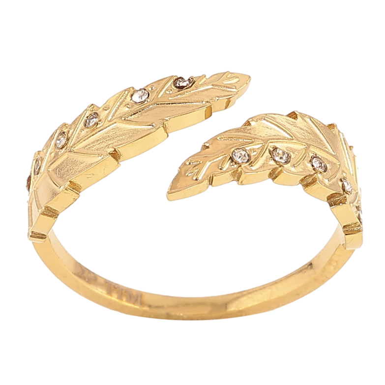 Кольцо Xuping TTM Stainless Steel цвет 14К "Листики с кристаллами" фото №1