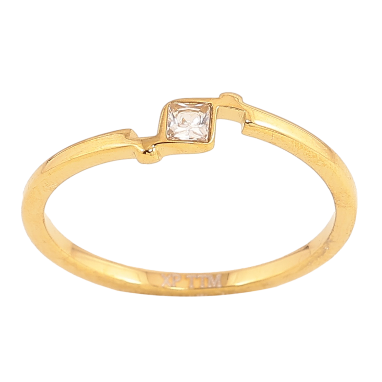 Кольцо Xuping TTM Stainless Steel цвет 14К "Узор с кристаллом" фото №1