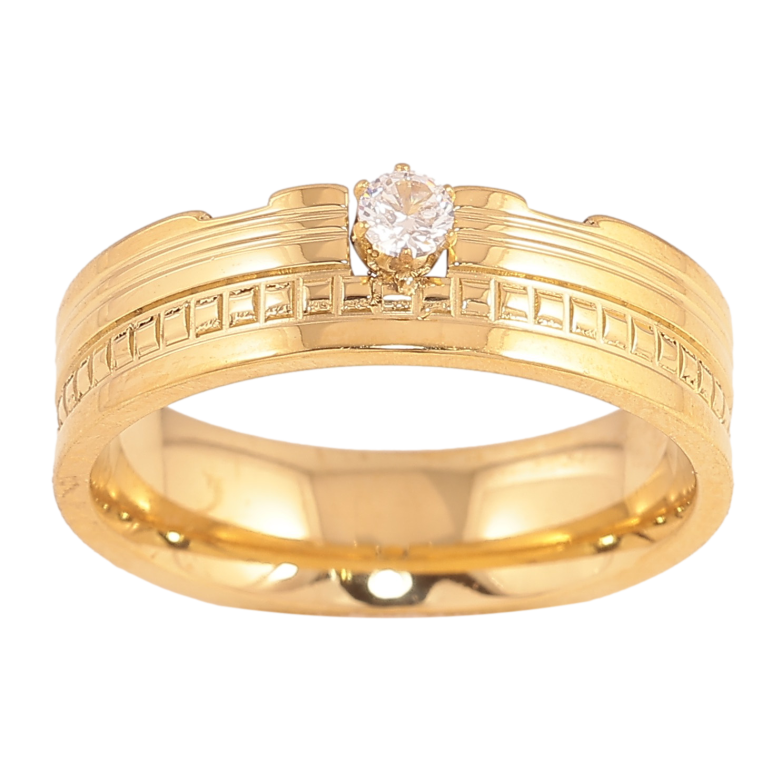 Каблучка Xuping TTM Stainless Steel колір 14К "Візерунок з кристалом" фото №1