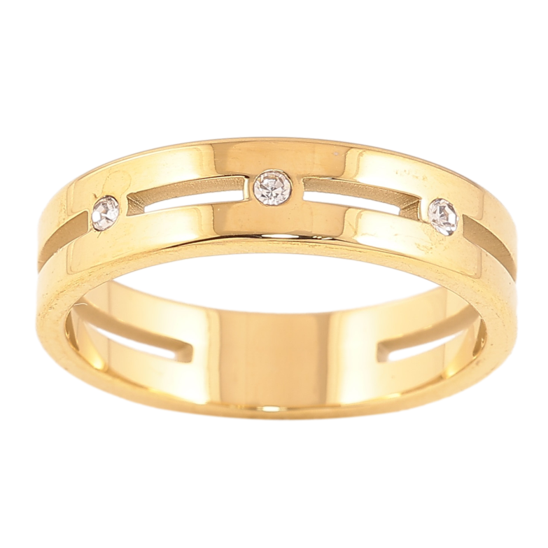 Каблучка Xuping TTM Stainless Steel колір 14К "Візерунок з кристалами" шир. 5мм" фото №1