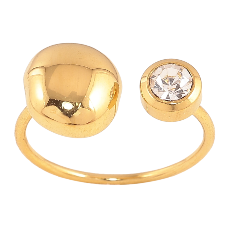 Каблучка Xuping TTM Stainless Steel колір 14К "Візерунок з кристалом" фото №10