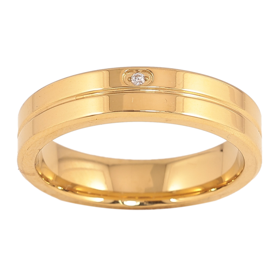 Каблучка Xuping TTM Stainless Steel колір 14К "Візерунок з кристалом" шир. 5мм фото №1