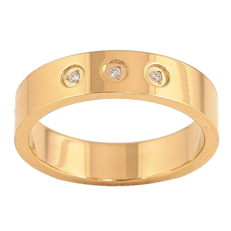 Каблучка Xuping TTM Stainless Steel колір 14К "Візерунок з кристалами" шир. 5мм фото №8