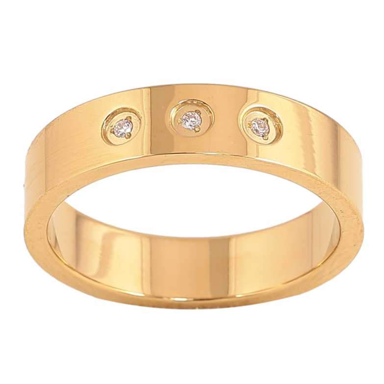 Кольцо Xuping TTM Stainless Steel цвет 14К "Узор с кристаллами" шир. 5мм фото №11