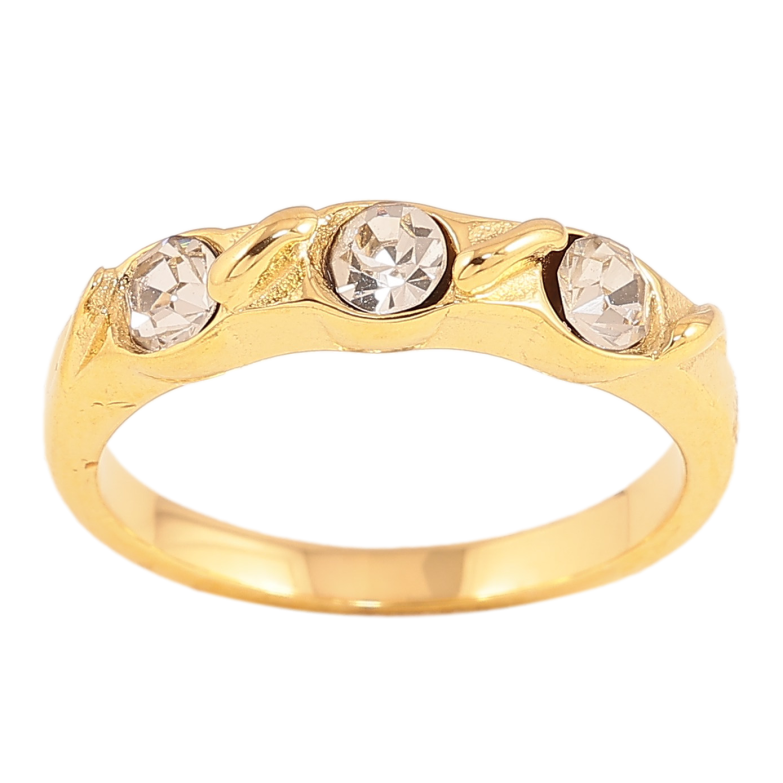 Каблучка Xuping TTM Stainless Steel колір 14К "Візерунок з кристалами" фото №2