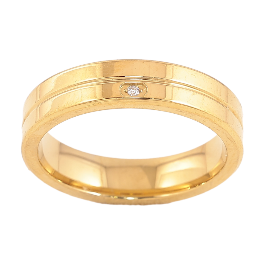 Каблучка Xuping TTM Stainless Steel колір 14К "Візерунок з кристалами" шир. 5мм фото №1