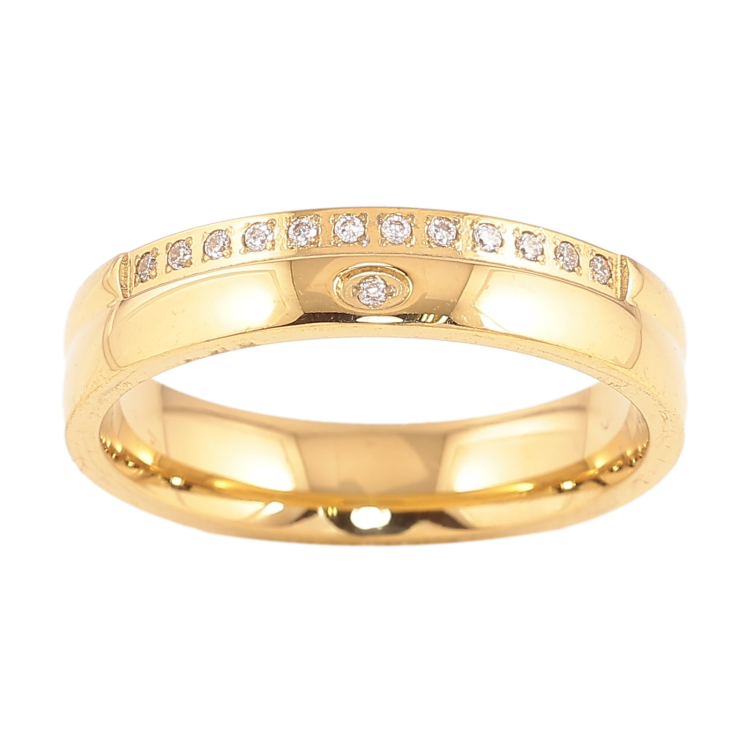 Каблучка Xuping TTM Stainless Steel колір 14К "Візерунок з кристалами" шир. 4.5мм фото №19