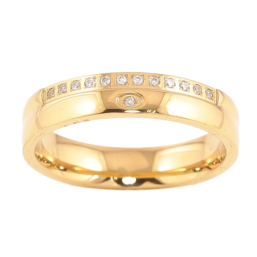 Кольцо Xuping TTM Stainless Steel цвет 14К "Узор с кристаллами" шир. 4.5мм фото №1