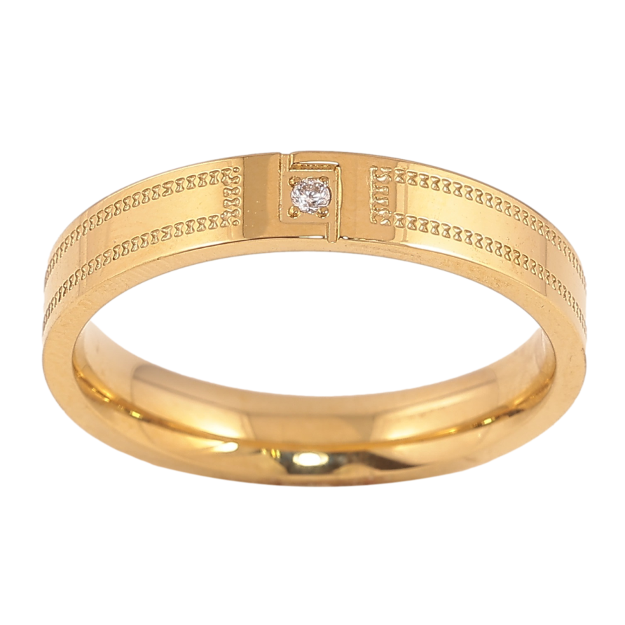 Каблучка Xuping TTM Stainless Steel колір 14К "Візерунок з кристалом" шир. 4мм фото №1