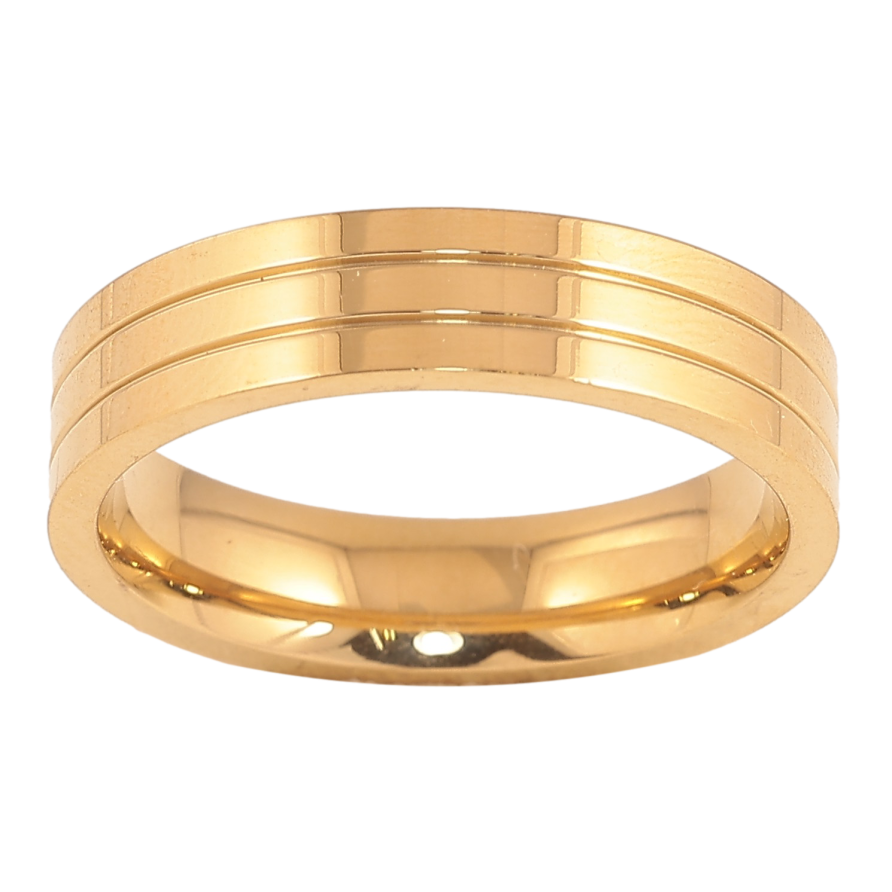 Каблучка Xuping TTM Stainless Steel колір 14К "Декоративний візерунок" шир. 5мм фото №1