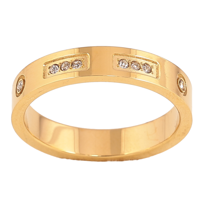 Каблучка Xuping TTM Stainless Steel колір 14К "Візерунок з кристалами" шир. 4мм фото №18