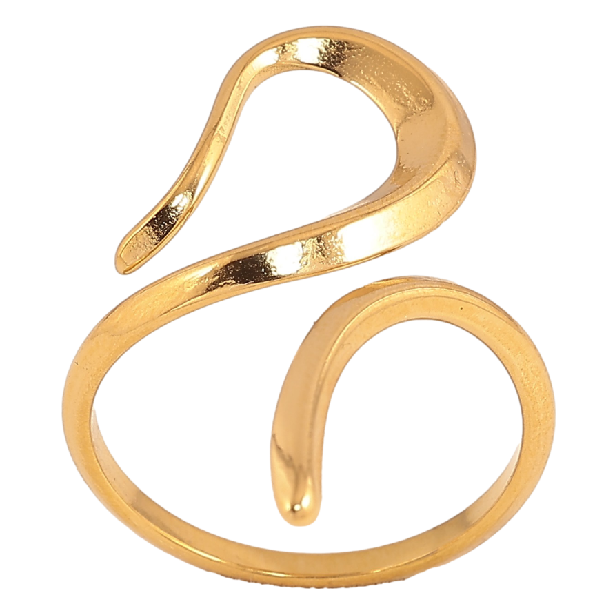 Каблучка Xuping TTM Stainless Steel колір 14К "Завиток" фото №1