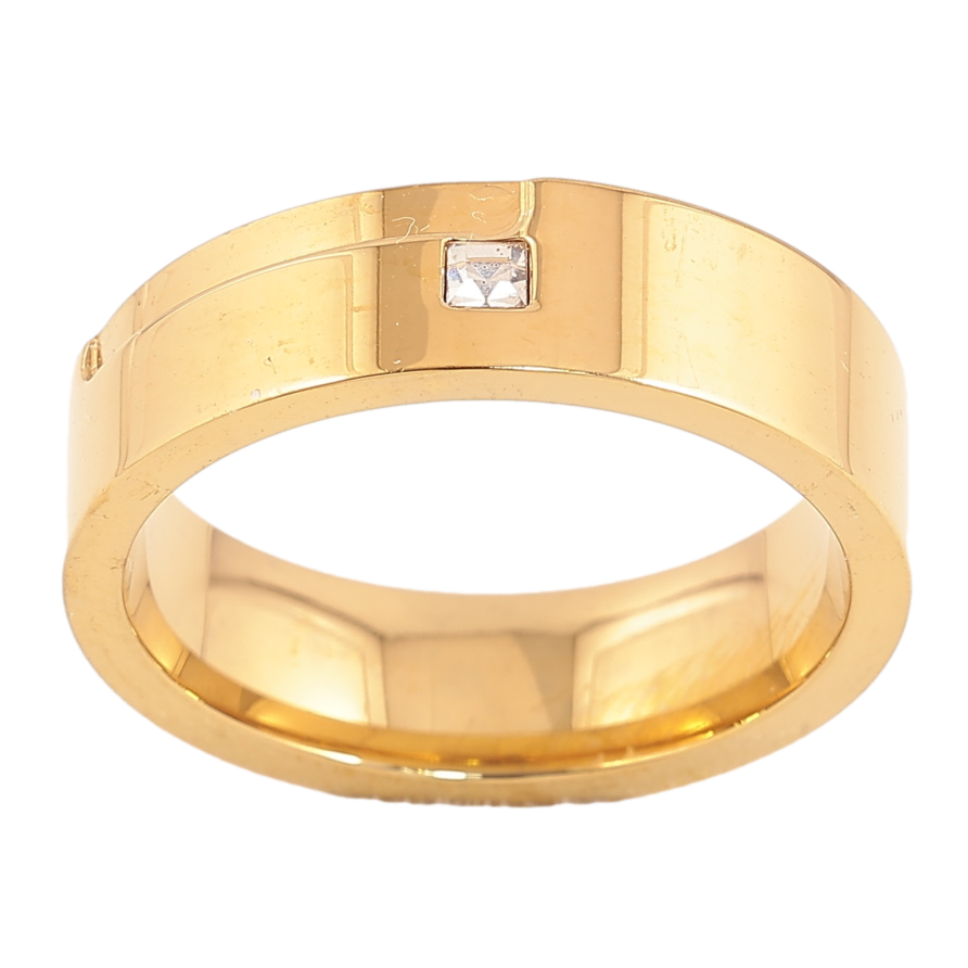 Каблучка Xuping TTM Stainless Steel колір 14К "Візерунок з кристалом" шир. 6мм фото №1