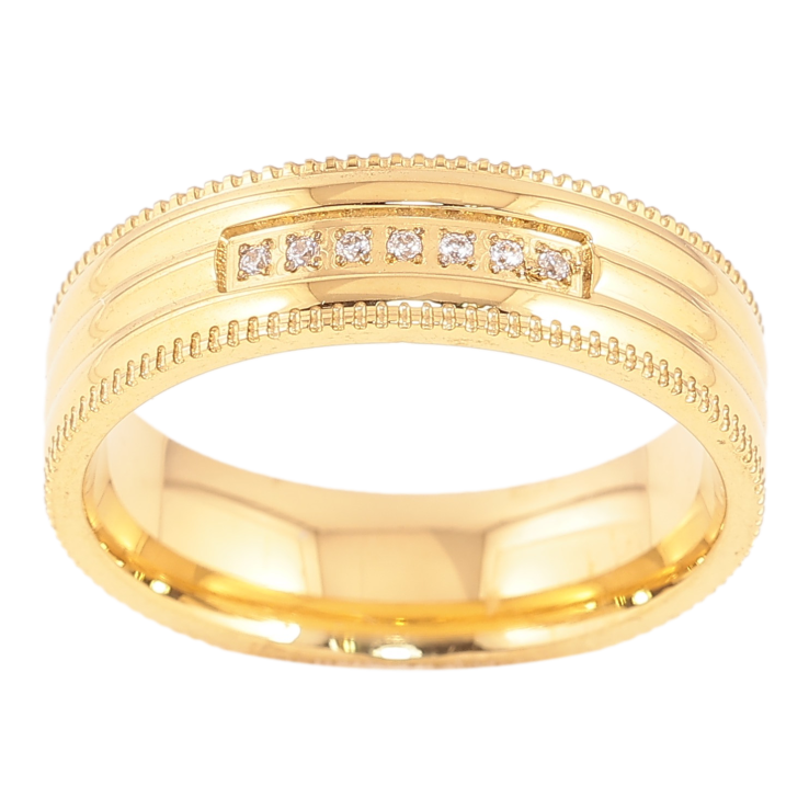 Каблучка Xuping TTM Stainless Steel колір 14К "Візерунок з кристалом" шир. 6мм фото №15