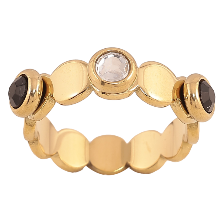 Каблучка Xuping TTM Stainless Steel колір 14К "Візерунок з кристалами" фото №16