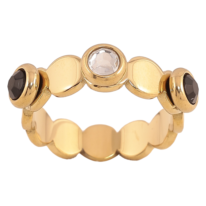 Кольцо Xuping TTM Stainless Steel цвет 14К "Узор с кристаллами" фото №1