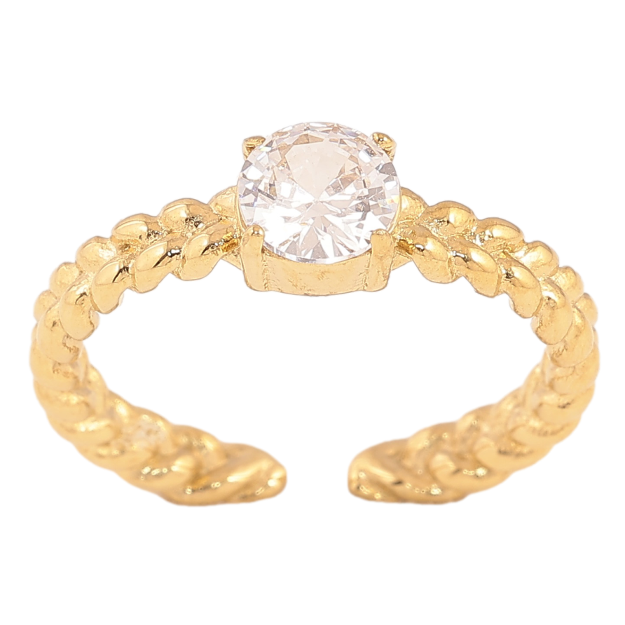 Каблучка Xuping TTM Stainless Steel колір 14К "Декоративна шинка з кристалом" фото №1 Каблучка Xuping TTM Stainless Steel колір 14К "Декоративна шинка з кристалом" фото №1