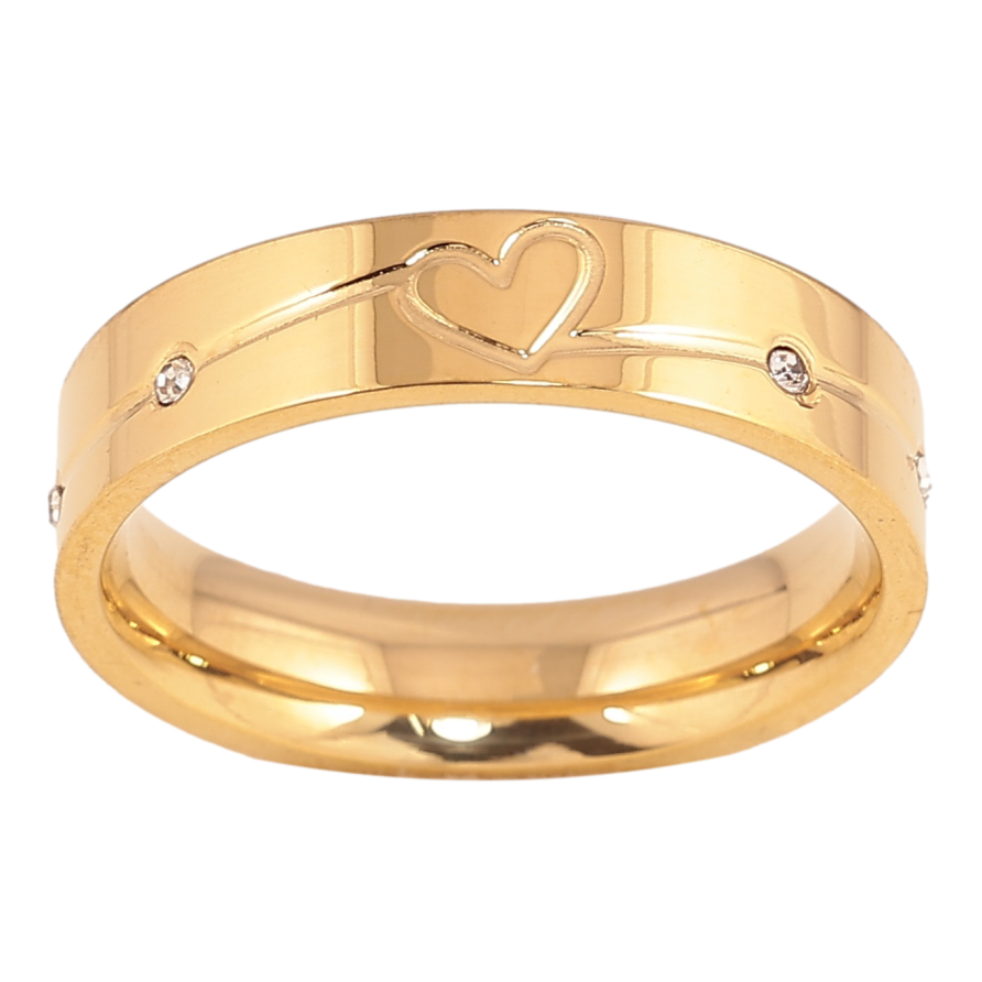 Кольцо Xuping TTM Stainless Steel цвет 14К "Узор сердечко с вставками кристаллов" фото №1