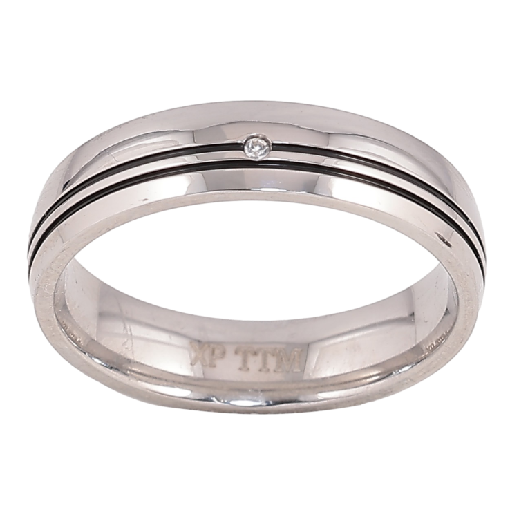 Каблучка Xuping TTM Stainless Steel колір Родій "Візерунок чорні смуги" шир. 5мм фото №11 Каблучка Xuping TTM Stainless Steel колір Родій "Візерунок чорні смуги" шир. 5мм фото №11