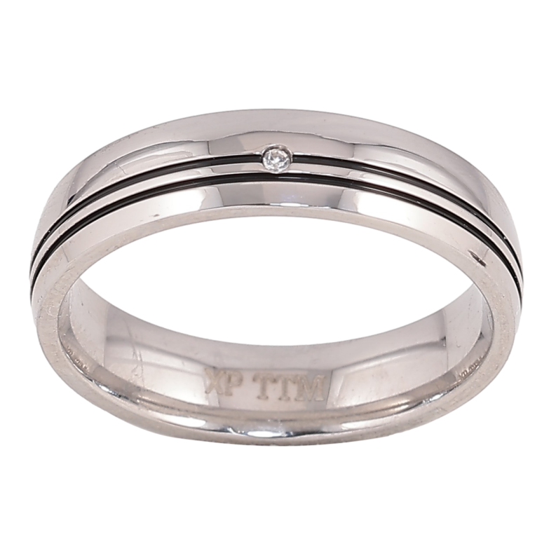 Кольцо Xuping TTM Stainless Steel цвет Родий "Узор черные полосы" шир. 5мм фото №1