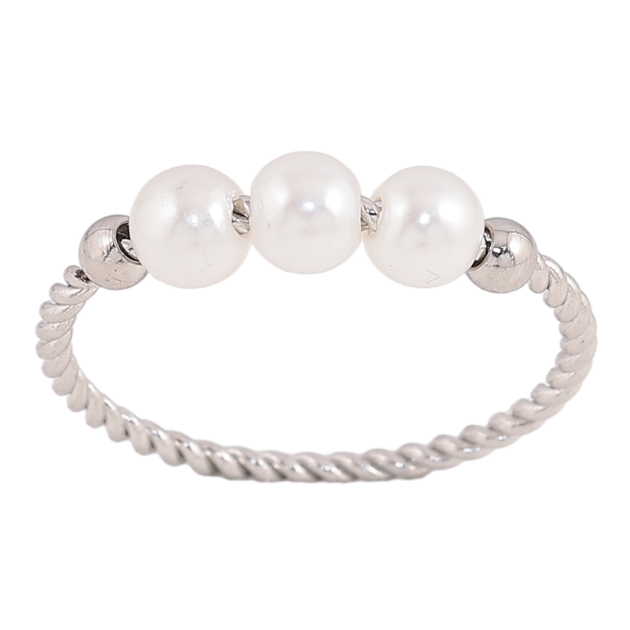 Каблучка Xuping TTM Stainless Steel колір Родій "Перлинні намистини" фото №1