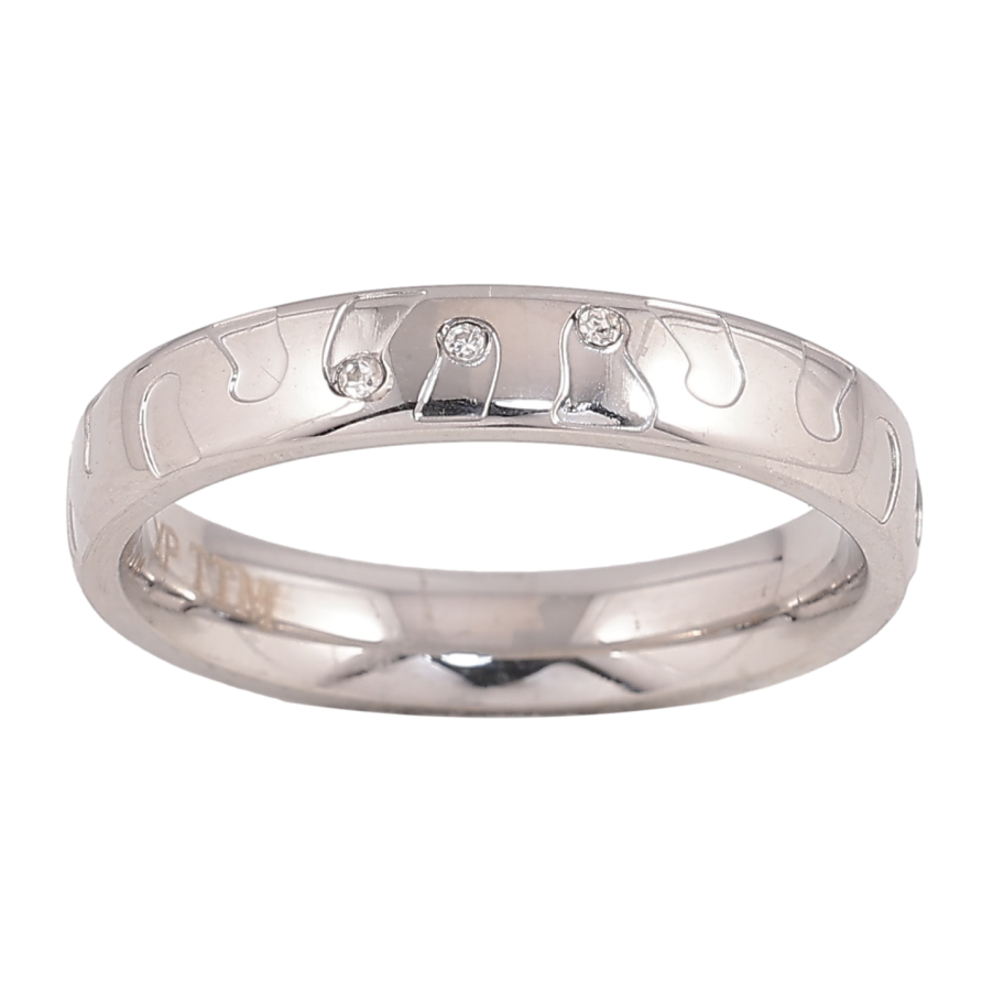 Каблучка Xuping TTM Stainless Steel колір Родій "Декоративний візерунок" шир. 4мм фото №1