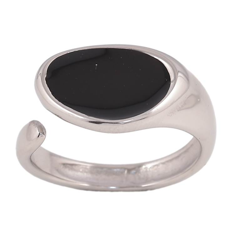 Каблучка Xuping TTM Stainless Steel колір Родій "Візерунок чорною емаллю" фото №9 Каблучка Xuping TTM Stainless Steel колір Родій "Візерунок чорною емаллю" фото №9