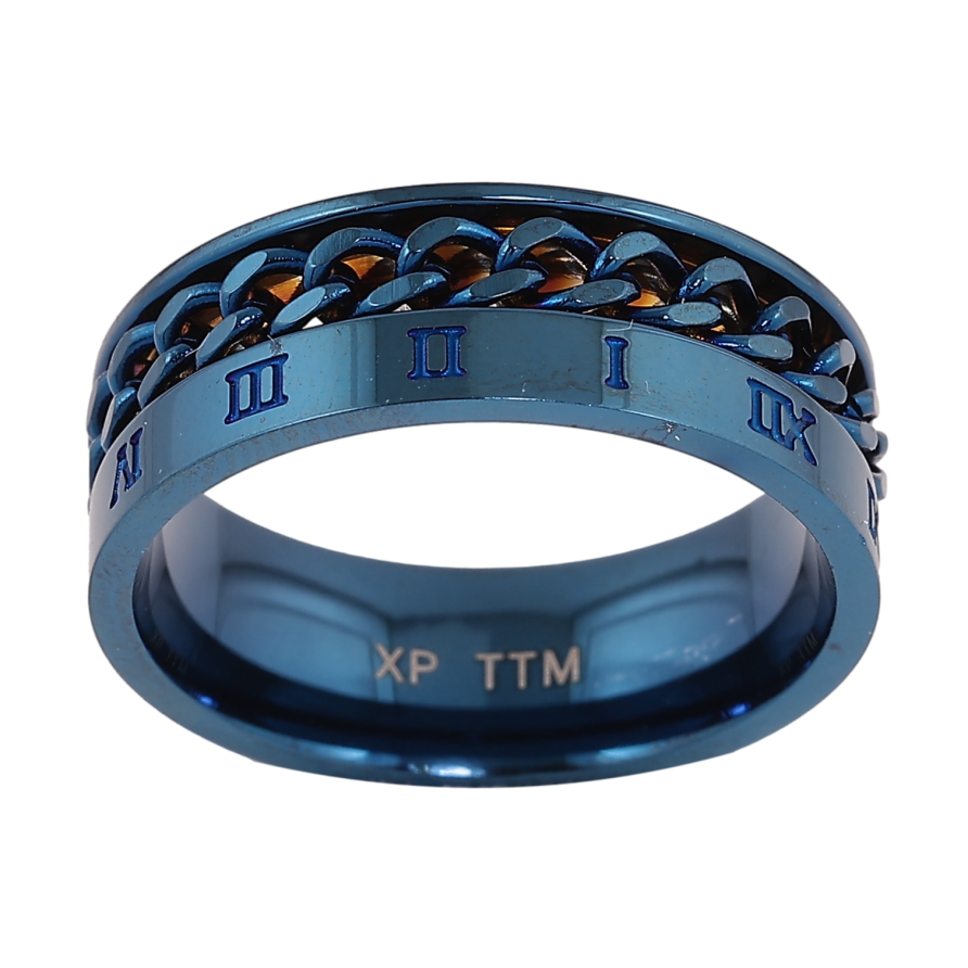 Каблучка Xuping TTM Stainless Steel колір blue візерунок ланцюжок шир. 7мм фото №1 Каблучка Xuping TTM Stainless Steel колір blue візерунок ланцюжок шир. 7мм фото №1