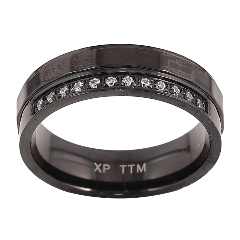 Кольцо Xuping TTM Stainless Steel цвет black "Узор с кристаллами" шир. 6мм фото №3 Кольцо Xuping TTM Stainless Steel цвет black "Узор с кристаллами" шир. 6мм фото №3