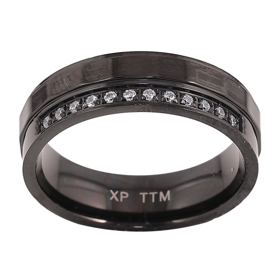 Каблучка Xuping TTM Stainless Steel колір black "Візерунок з кристалами" шир. 6мм фото №1 Каблучка Xuping TTM Stainless Steel колір black "Візерунок з кристалами" шир. 6мм фото №1