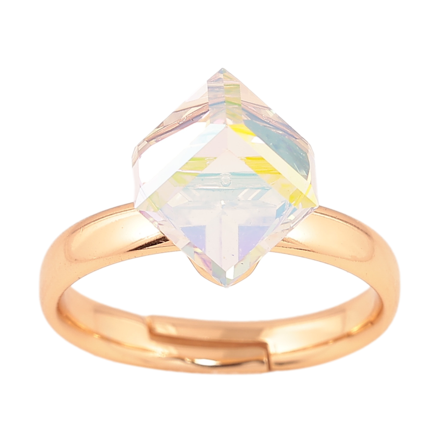 Кольцо Xuping цвет позолота 18K с кристаллами Swarovski  кристальный куб 8х8мм фото №1